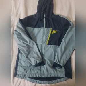 Nike Blue And Yellow Windbreaker Coat Hoodie Medium M
